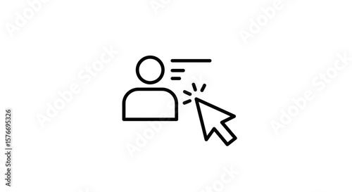 A person icon being clicked by a cursor isolated on white background