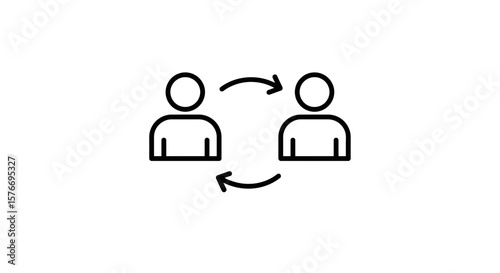Two people exchange information, symbolizing communication isolated on white background