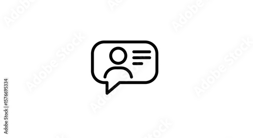 A persons profile in a chat bubble isolated on white background