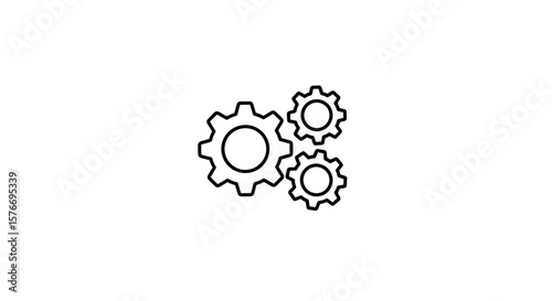 Three gears interlock, representing a working mechanism isolated on white background