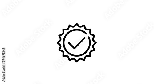 A quality approved badge with a check mark isolated on white background
