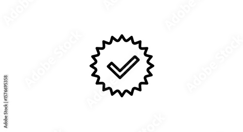 A quality approved badge with a check mark isolated on white background