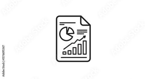 A financial report with a graph isolated on white background