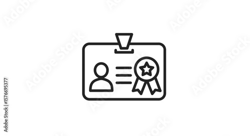 An identification badge with a star isolated on white background