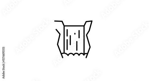 A simple waterfall icon isolated on white background in black and white
