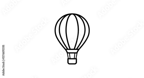 A black outline of a hot air balloon isolated on white background
