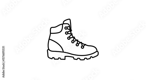 A hiking boot icon isolated on white background in black and white