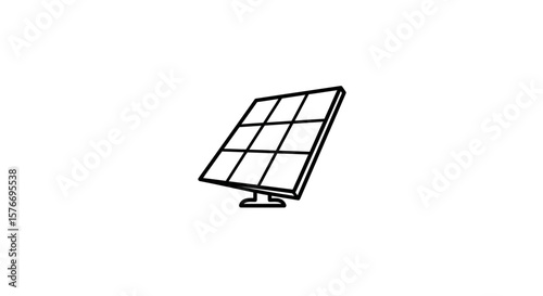 A solar panel icon isolated on white background in black and white