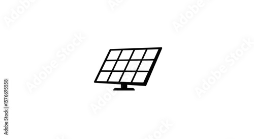 A black solar panel is isolated on white background