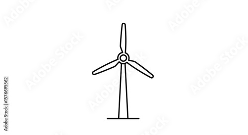 A black wind turbine is isolated on white background