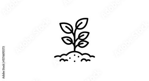 A small plant icon isolated on white background symbolizes growth