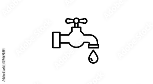 A faucet icon isolated on white background symbolizes water conservation