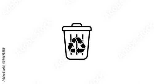 A recycle bin icon isolated on white background symbolizes sustainability