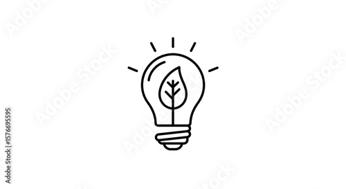 A lightbulb with a leaf inside represents a green energy idea isolated on white background