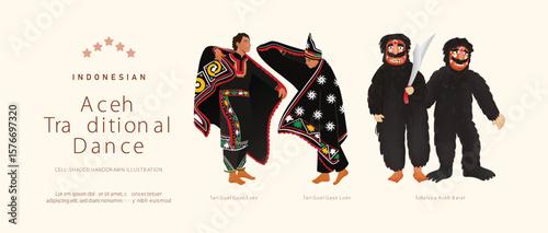 Aceh traditional dance from aceh cellshaded