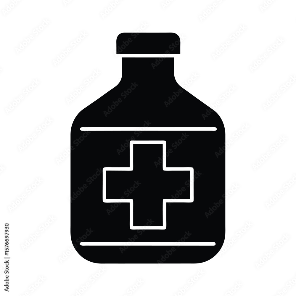 Medicine Bottle With Cross Icon Vector Illustration Medicine Bottle With Cross Icon Vector Illustration