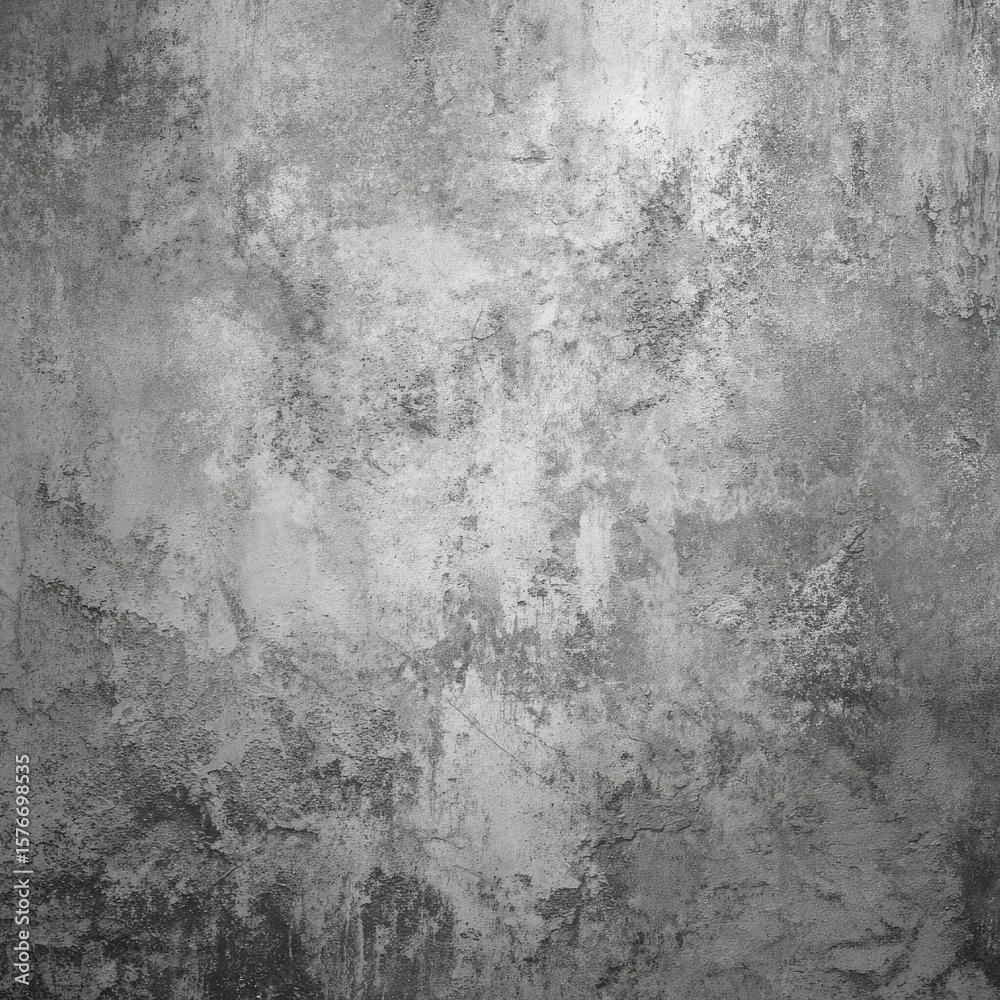 Fototapeta premium Grayscale textured background resembling a rough, uneven plaster or concrete wall, showing variations in shade and depth