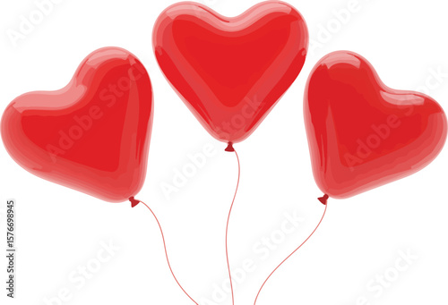 Red heart balloons symbolize love and romance, perfect for married Day or any joyful celebration