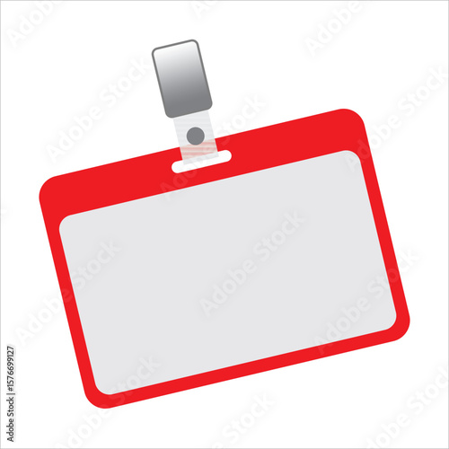 Red and White Blank Name Tag with Clip for Identification