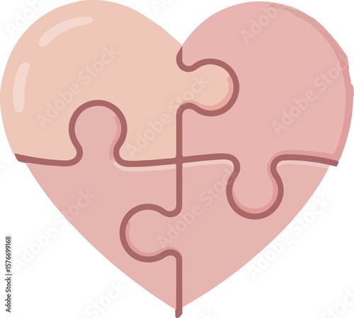 A 3D render of a heart-shaped puzzle piece, symbolizing love and connection, perfect for Valentine's Day