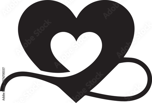 Pink and red hearts form a romantic design, symbolizing love and romance perfect for a Valentine's Day card or wedding illustration featuring a couple's silhouette