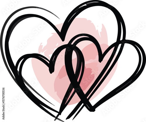 Two hearts intertwined with a red ribbon symbolize the romantic passion of marriage Day