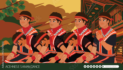 Post template with indonesian saman illustration