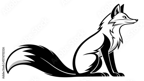 Fox Silhouette – Bold Line Art Vector Illustration