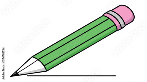 Cartoon Green Pencil Drawing Line – Vector Illustration