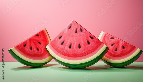 colorful watermelon slices illustrated against a soft pink background creating a fresh and vibrant summer vibe perfect for food related designs