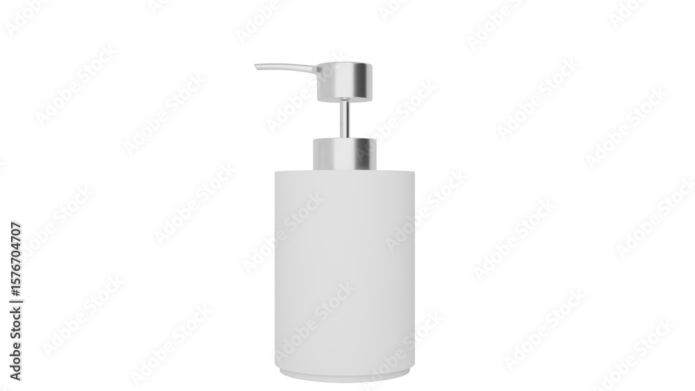 Fototapeta premium 3D Render a white soap dispenser with a metal pump