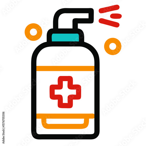 Hand sanitizer concept represented by hand sanitizer container on white background. Hand sanitizer design is useful for hygiene concepts, clean living, and stopping germs.