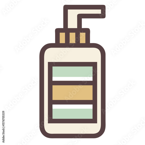 Pump bottle dispenser showcasing minimalist design, perfect for personal care products. Pump bottle with dispenser head is for lotion, shampoo, or soap for skin care.