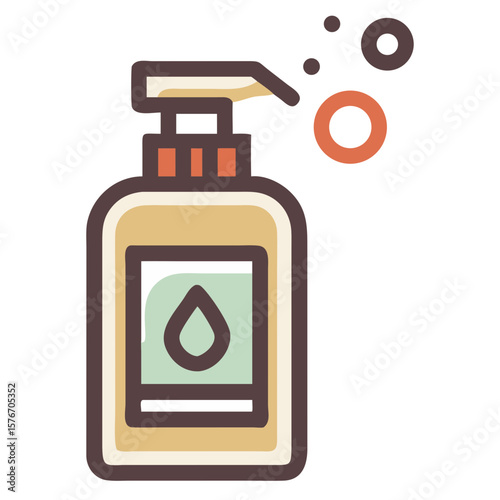 Soap dispenser illustration for sanitary needs and bathroom products. Soap dispenser showcases hygienic cleanliness and personal care solutions for washing hands.