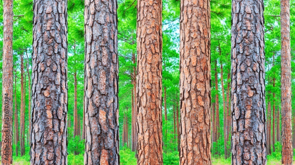 Obraz premium Pine Tree Forest Trunk Close Up