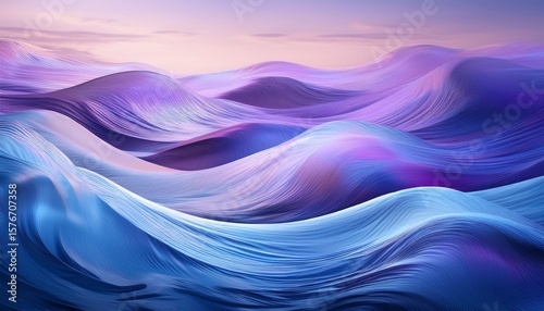 abstract waves in shades of purple and blue create serene ocean scene evoking sense of calm and tranquility