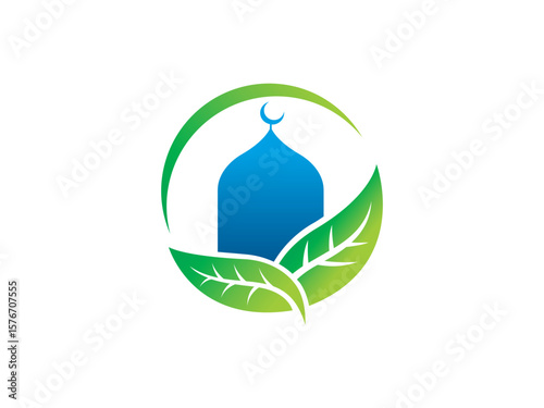 Eco Islamic Mosque Logo Template Design