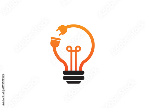 Electric Plug Lightbulb Logo Template Design