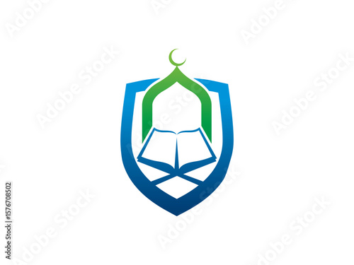 Islamic Book Shield Logo Template Design