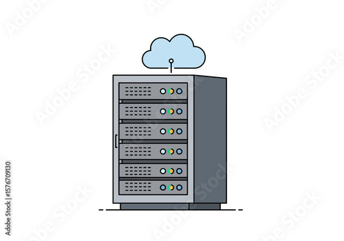 Cloud Server Network Digital Information Storage and Processing Illustration for Modern Data Solutions