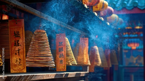 Traditional incense coils in Chinese temple