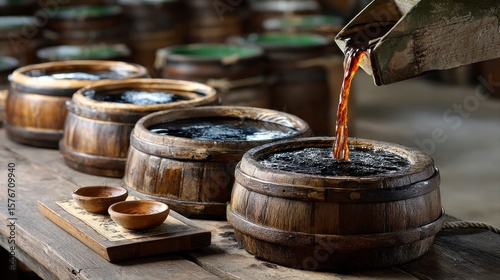Traditional Brewing Process of Soy Sauce in Wooden Barrels