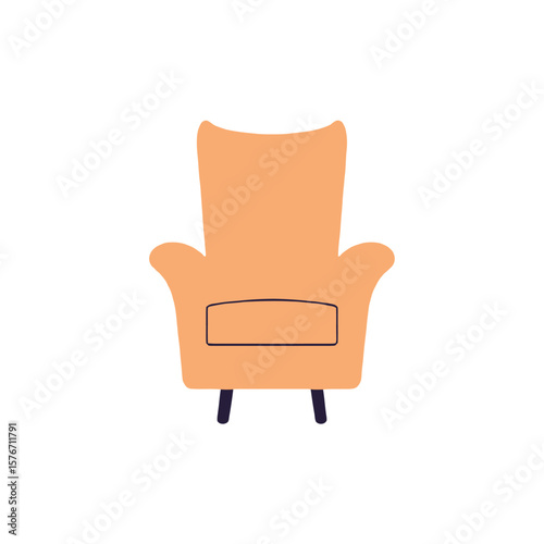 Vector illustration of hand holding a chair – concept of moving, furniture setup, or interior arrangement