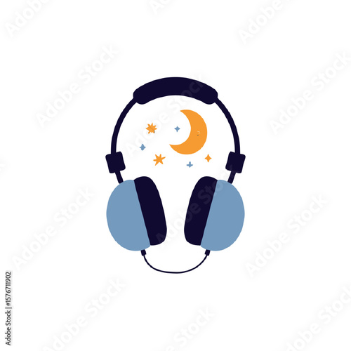 Vector illustration of headphones – modern audio headset isolated on white background