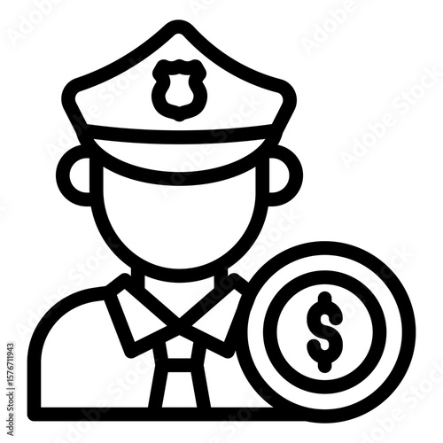 corrupt officer outline icon related to bribery case