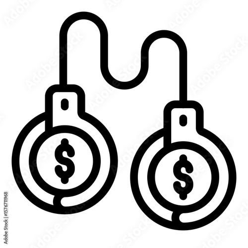 dollar chain outline icon for bribery arrest and corruption outline icon