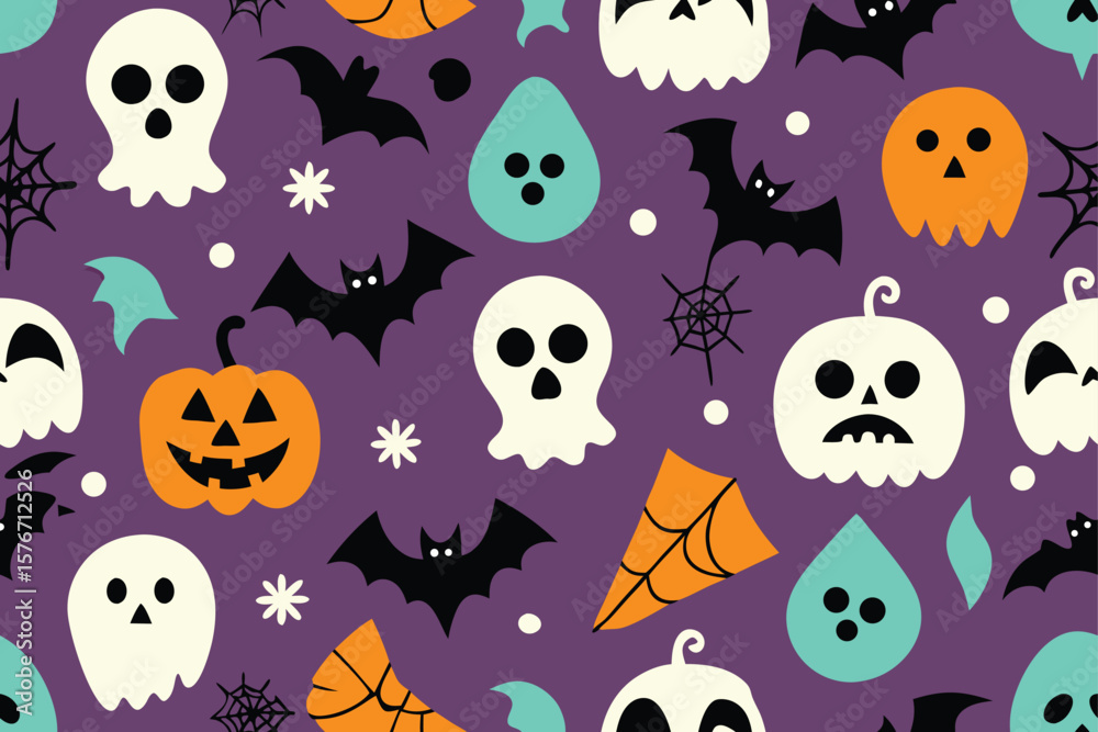 Fototapeta premium -halloween-seamless-vector-pattern--spooky-pumpkin.eps