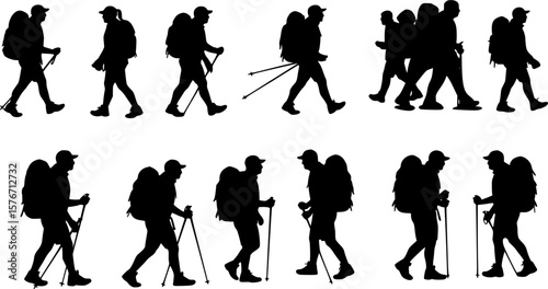person hiking silhouette vector
