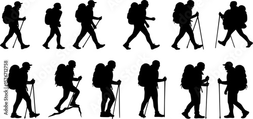 person hiking silhouette vector
