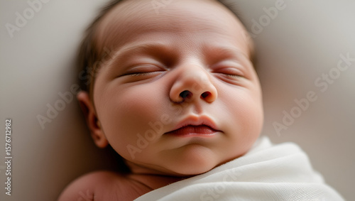 Extreme close-up of a sleeping newborn baby's nose and mouth